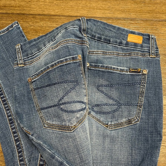 Seven7 Tummy less High Rise Skinny Dark Blue Denim Jeans Size 12 - Picture 2 of 8
